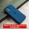 Midnight Blue Silicone Case for iPhone 12 / iPhone 12 Pro - Soft-Touch Liquid Silicone Cover with Microfiber Lining, Shockproof & Slim Fit Protection. 