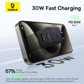 Baseus Palm Fast Charger C+U 20W/30W US with Mini White Cable USB-C to USB-C 60W 1m. 