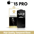 SD High Quality Premium Protective Tempered Glass For iPhone 15 Pro Tempered Glass Super D Shining Curved Edge Film Full Glue Cover iPhone Screen Protector. 