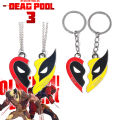2pices/set Deadpool and Wolverine Keychain Necklace Best Friends Mask Half Love Heart Combine Pendant Choker For Friends Jewelry. 