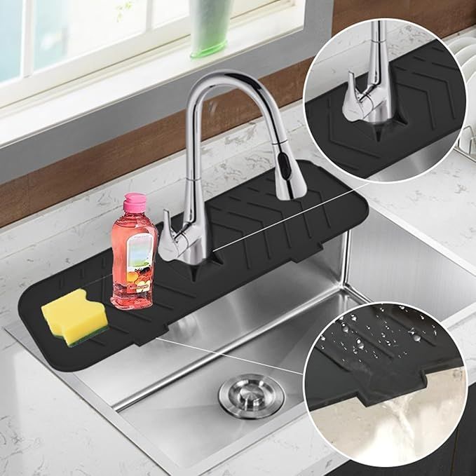 Silicone Faucet Handle Drip Mat Sink Splash Guard Fast Dry Waterproof ...