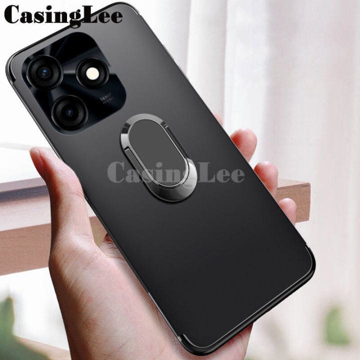 For Tecno Spark 10C Case Soft matte full Protector Shockproof Car Magnetic Holder Ring Phone Cover Casing hp Tecno Spark 10C Phone cases