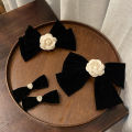 Vintage Black Big Large Velvet Bow Hair Clip For Women Girls Wedding Long Ribbon Korean Hairpins Barrette Hair Accessories. 