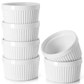 Baking Cup 6 pcs Set / Ceramic Baking Cups / Ramekin Bowls Set White 7.5* 4cm. 