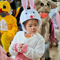 4pcs Halloween Children Animal Show Clothing White Rabbit Cosplay Costume Boys Girls Wolf Dress Kids Easter Bunny Dance Clothes. 