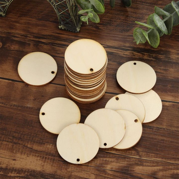 50pcs Handmade NEW Round Shape Home Decoration Laser Cut Wood Piece Hanging Pendant Wood DIY Craft Wooden Ornament