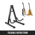 Folding A-Frame Stand for Acoustic and Electric Guitars with Secure Lock V-Shape Portable Guitar Stand - Mandolin Stand, Ukulele Stand, Violin Stand. 