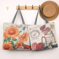 Women's Butterfly 3D Embroidered Large Capacity Shoulder Bag Tote Handbag Mommy Shopping Canvas Bag. 