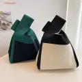 【ALLGOOD】Japanese Knitted Women'S Bag Temperament Woven Handbag Women Mini Knot Wrist Bag Tote Bag Student Reusable Shopping Bags. 