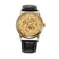 FEICHI Men Automatic Self Wind Skeleton Wristwatch Men Hollow Elegant Genuine Leather Strap Watches. 