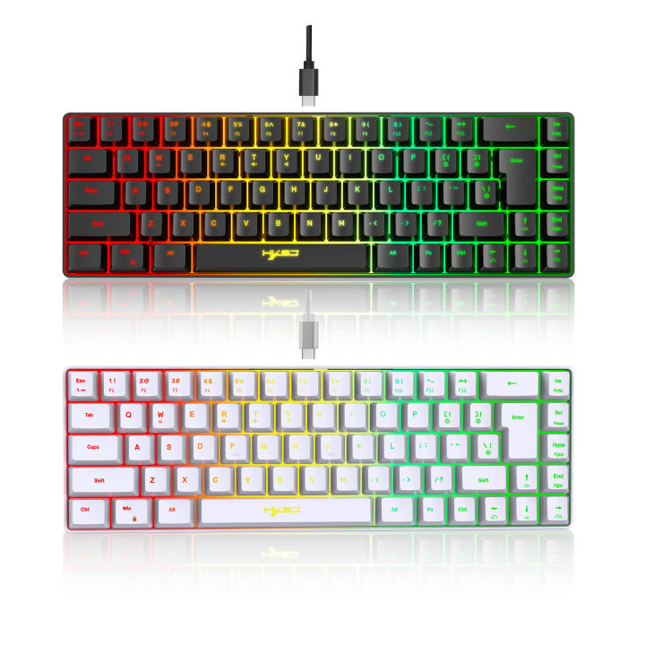 HXSJ Wired Portable 68 Key Mechanical Touch Film Game Keyboard ABS Material RGB Backlight