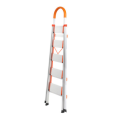 Multipurpose 5 Step Aluminum Ladder, Orange Color Highly Durable Foldable Ladder, With Non Slip Foot Pads. 