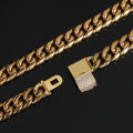 LibiPortable Miami Cuban Link Chain 18K Gold Plated 12mm Solid Stainless Steel Necklace with CZ Diamond Clasp Hip Hop Jewelry for Men Women. 