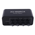 Multi-Source RCA Mixer Stereo Audio Reverberator 4 Input 2 Output Audio Switch Switcher Driver Headphone Volume Control. 