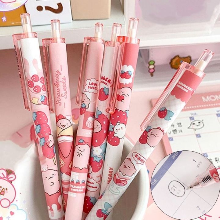 Cute Pink Little Dinosaur Press Pen 0.5 Black Gel Pens School Office Writing Stationery Supplies