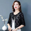 DESCENTE Lace Jacket Boho Floral Embroidered Lace-up Shawl Jacket for Women Stylish Sun Protection Coat with Hollow Out Design Perfect for Fall Spring Seasons Women Lace Jackets. 