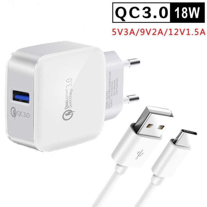 3A Fast Charger Adapter Quick Charge 3.0 EU Plug Type-C USB Cable For OPPO A74 A95 A53 A73 A52 5G Reno 5 4 3 2 Z F Pro Chargers