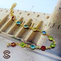 Gold plated Round Multi colour Stone Bracelet For Women. 