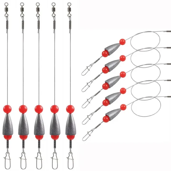 Steel 6 Rigs 5pcs Leader Rigs Steel Wire Fishing Weights Trolling Tackle Bass ...