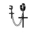 【ETOP】1Pc Black/Silver Punk Stainless Steel Earrings Metal Chain Double Cross Pendents Earring Gothic Jewelry Unisex. 