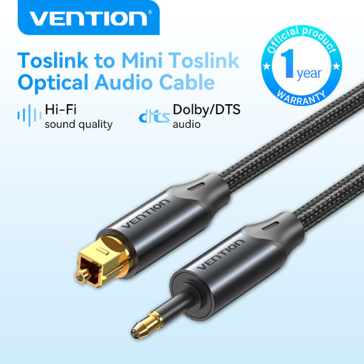 Vention Optical fiber square port to 3.5mm optical fiber round port audio cable Hi-Fi Toslink Audio Cable support Dolby DTS PCM and 5.1 Surround Sound