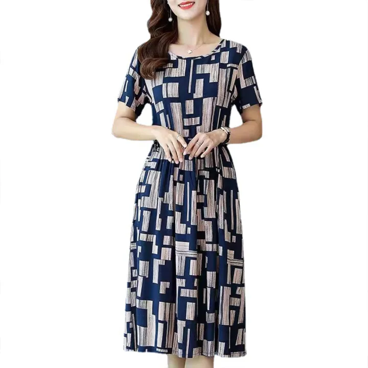 Yfashion%20Women%20Cotton%20Summer%20Short%20Sleeves%20Dress%20Elegant%20Stylish%20Printing%20Round%20Neck%20Midi%20Skirt%20Large%20Size%20Loose%20Casual%20Dress%20-%20Image%208