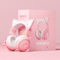 GS510 Pink Cat Ear Headphone With Rgb Led Light Flexible Mic Gaming Headset 7.1 Surround Computer Earphone For Pc Gamer gift. 