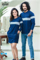 Navy Blue & Grey Melange Single Lined Couple Dress | AS490. 