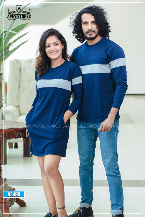 Navy%20Blue%20&%20Grey%20Melange%20Single%20Lined%20Couple%20Dress%20%7C%20AS490%20-%20Image%204