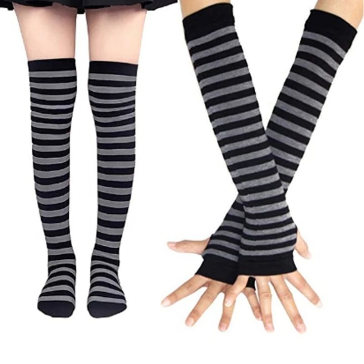 1%20Set%20Women%20Gothic%20Punk%20Over%20Knee%20Long%20Stripe%20Socks%20Arm%20Sleeve%20Gloves%20for%20Girl%20Thigh%20High%20Cotton%20Socks%20Sweet%20Cute%20Christmas%20Gift%20-%20Image%202