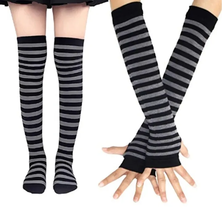 1%20Set%20Women%20Gothic%20Punk%20Over%20Knee%20Long%20Stripe%20Socks%20Arm%20Sleeve%20Gloves%20for%20Girl%20Thigh%20High%20Cotton%20Socks%20Sweet%20Cute%20Christmas%20Gift%20-%20Image%202