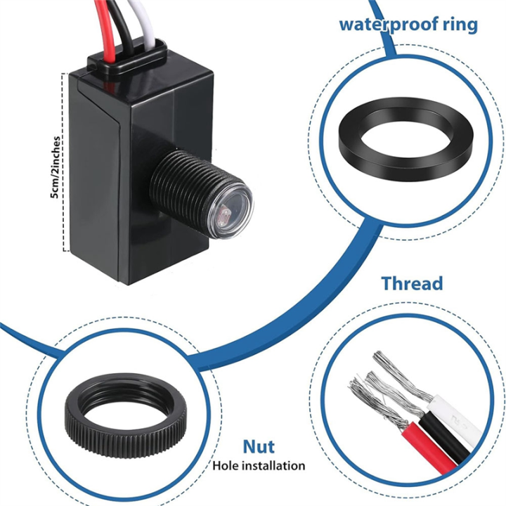 2%20Piece%20Dusk%20to%20Dawn%20Sensor%20Black%20Plastic%20Photocell%20Light%20Sensor%20for%20Outdoor%20Lighting%20120-277V%20Photoelectric%20Switch%20-%20Image%203