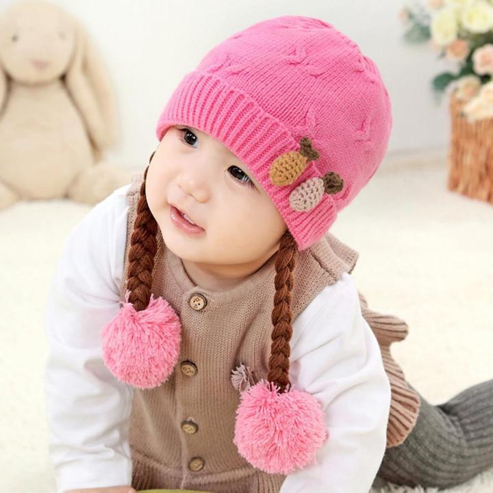 %E3%80%90BestGO%E3%80%91Cute%20Kids%20Toddler%20Girls%20Baby%20Winter%20Braid%20Crochet%20Knit%20Hat%20Beanie%20Hairball%20Cap%20/(3M-12M)%20MZ0691%20children's%20cartoon%20strawberry%20braids%20hair%20ball%20wool%20knit%20cap%20hat%20ear%20-%20Image%204