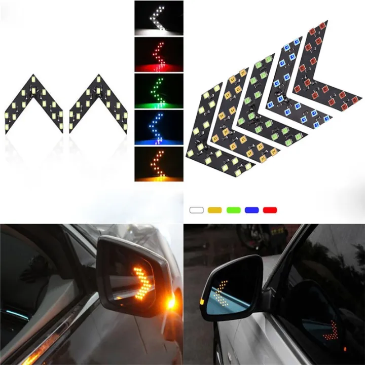 2pcs/set%2014%20SMD%20LED%20Arrow%20Panel%20Car%20Truck%20Rear%20View%20Mirror%20Indicator%20Turn%20Signal%20Light%20LED%20Rearview%20Strobe%20Warning%20Safety%20Lights-green%20-%20Image%203