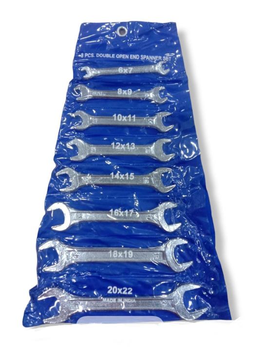 Double Open Ended Spanner Set 8 Pcs, 6 to 22 mm