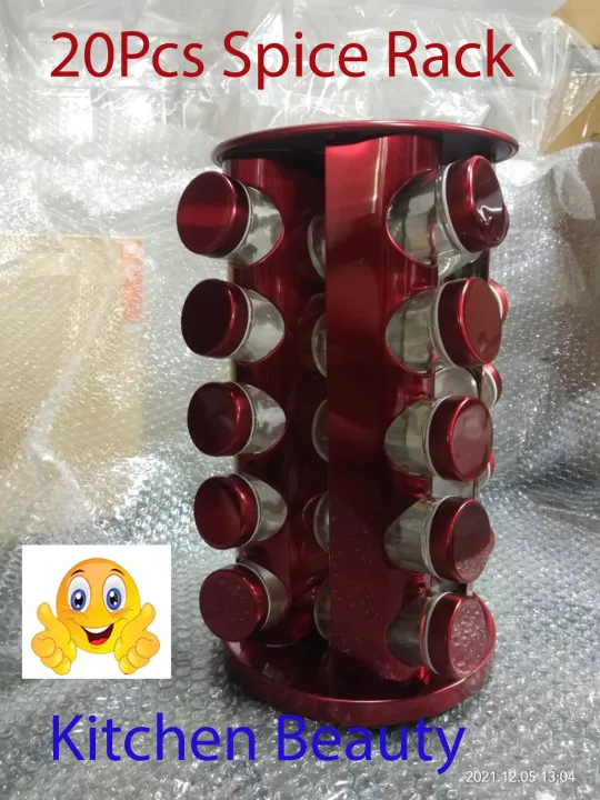 20%20Jars%20Rotating%20Kitchen%20Maroon%20Spice%20Rack%20Stainless%20steel%20-%20Image%202