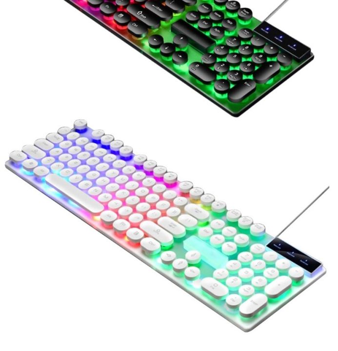 Firewings Typewriter Style Key board USB LED Backlit Round Keycaps Gaming Keyboard