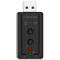 【EleganceWorld】USB 2.0 External Audio Card 3D Stereo 7.1 Sound Adapter with Volume Control Panel Microphone Mute Button Splitter Black USB Hub. 