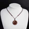 Buddhist Symbols Necklace Sri Yantra Mandala Glass Dome Vintage Wood Pendant Rope Charm Chains Necklaces Amulet Zen Yoga Jewelry. 