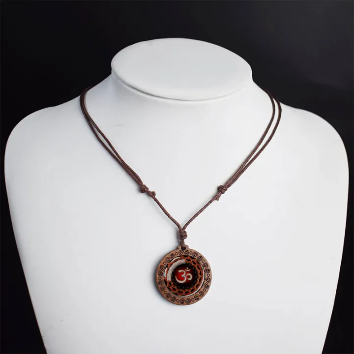 Buddhist%20Symbols%20Necklace%20Sri%20Yantra%20Mandala%20Glass%20Dome%20Vintage%20Wood%20Pendant%20Rope%20Charm%20Chains%20Necklaces%20Amulet%20Zen%20Yoga%20Jewelry%20-%20Image%202
