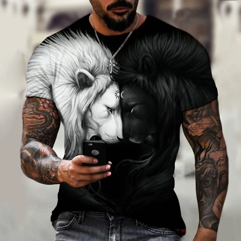 Animal Lion Beast Fierce 3D Print T Shirt New Summer Men's
