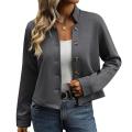 DESCENTE Women Daily Outerwear Stylish Stand Collar Button Cardigan Coat for Women Fall Winter Solid Color Long Sleeve Jacket for Daily Wear Trendy Lady Outerwear Women Jacket. 