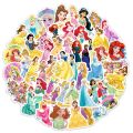 50Pcs Cute Disney Princess Stickers Girl Decals Gift DIY Wall Laptop Car Bike Notebook Decoration Cartoon Sticker Kid Toys. 