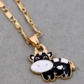 Fashion Enamel Cows Cattle Pendant Necklace Best Friends Kawaii Cute Necklace Golden Chain Choker For Women Girls Gifts. 