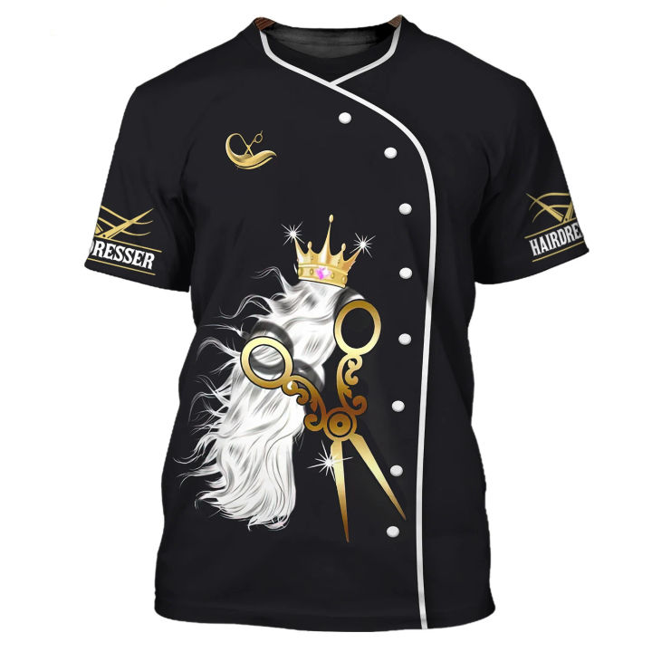 Women T-shirt New Barber Shop Shirt Hairdresser 3D Printed Customizable Short Sleeve Tops Female Oversized Casual O Neck Clothes