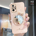For Xiaomi Redmi Note 10 Pro Back Cover + Bowknot Makeup Mirror Fashion Shiny Plating Square Bumper Bling Girls Phone Case Soft TPU Silicone Shockproof Back Cover. 