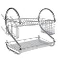 Two Layer Stainless Steel Dish Rack / Dish Drainer Multi function S-Shaped Dish Drying Rack Kitchen Collection. 