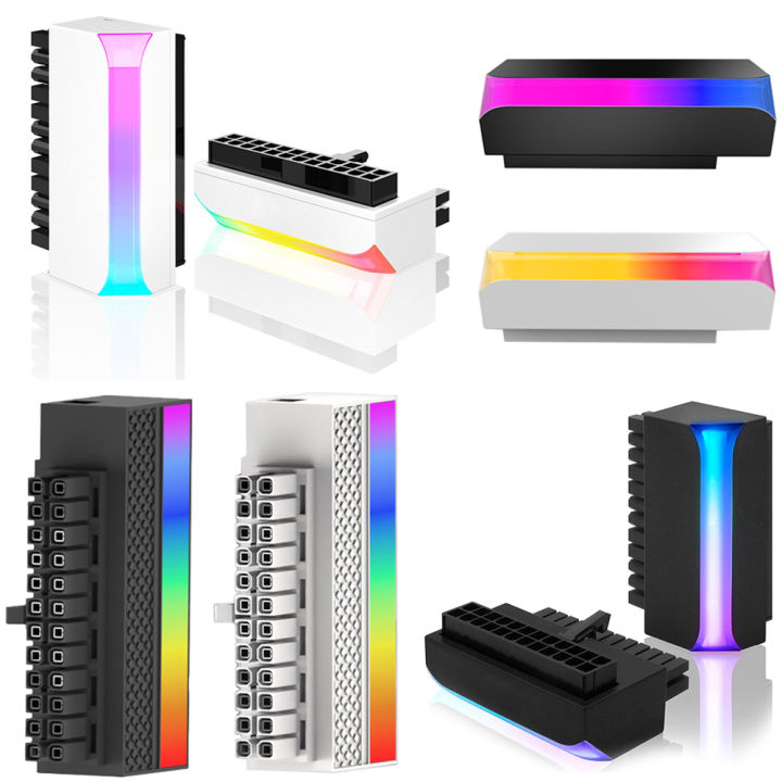 Atx 24 Pin To 90 Degree Power Plug Adapter 5v Argb Sync Computer Motherboard Atx Power Supply For Power Supply Cables