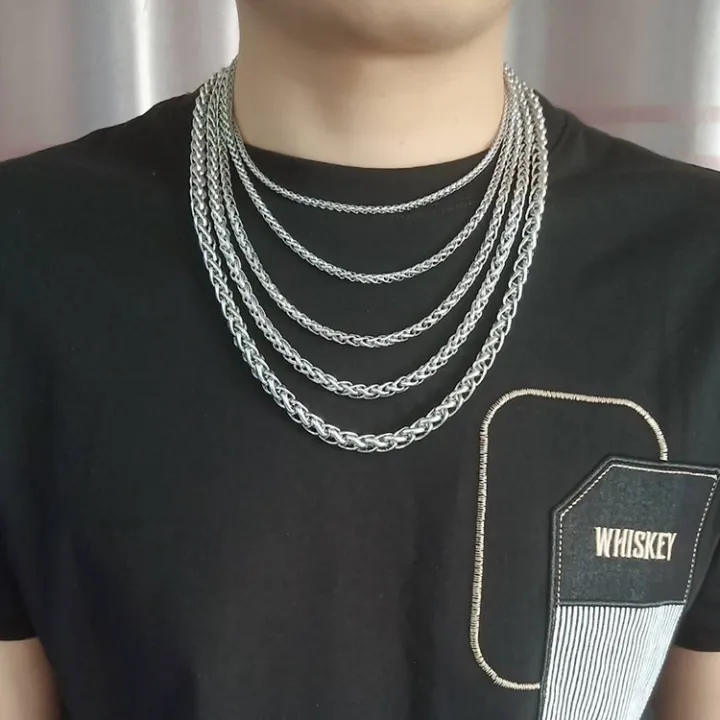 N%20XL%20Men's%20Necklace%20Stainless%20Steel%20Necklace%20Flower%20Basket%20With%20Chain%20Keel%20No%20Pendant%20Bare%20Chain%20Accessories%20Thick%20Clavicle%20Chain%20-%20Image%202