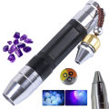 UV Light Yellow+White+395nm+365nm LED Flashlight Gem Amber Jewelry Inspect Torch. 